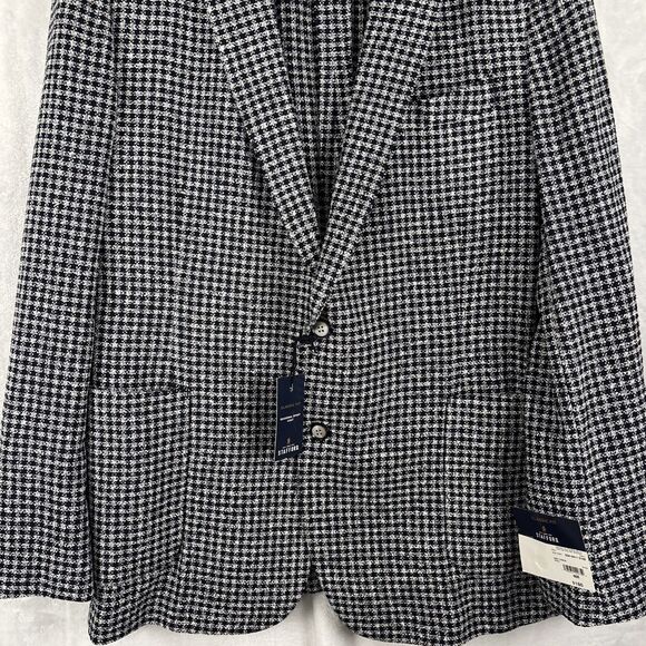 Stafford Blazer Sport Coat Mens 46R Classic Fit Navy Blue Check NWT - Picture 2 of 7